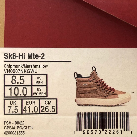 Vans Sk8-Hi Mte-2.0 “Chipmunk/Marshmallow” - Picture 6 of 9